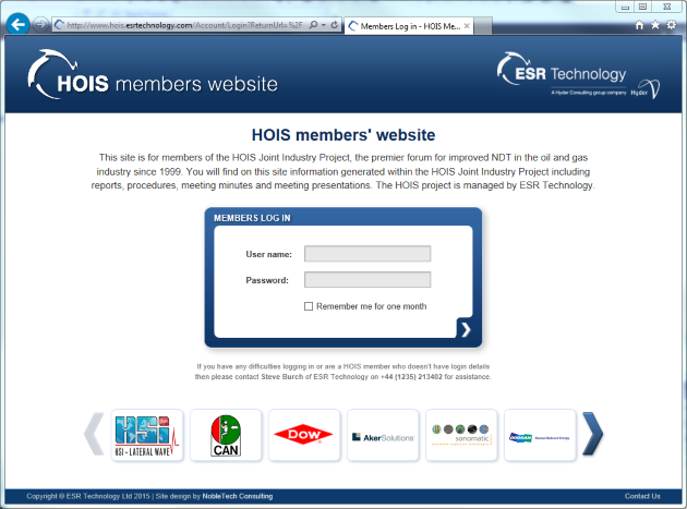 HOIS Web collaboration system Login Page